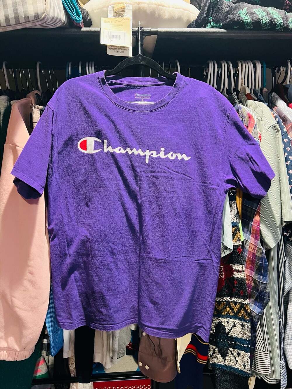 Champion Classic Jersey Script Logo Graphic Tee-Shirt Purple